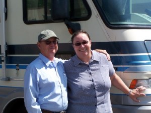 Sue and Rod Wallis with their Slaughtermobile