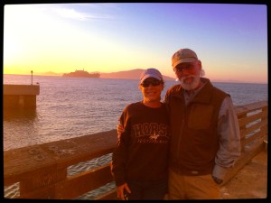 Terry and R.T. Fitch on San Francisco's Fisherman's wharf on eve of departure to Beijing, China, 6/11/13  ~ photo by kind passerby