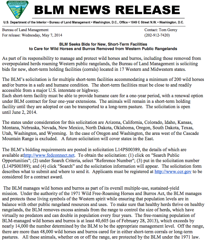BLM News Release